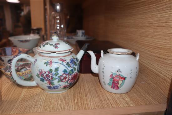 A late 18th century Chinese Imari small bowl, decorated with flowers, together with a group of assorted 18th century and later Chinese